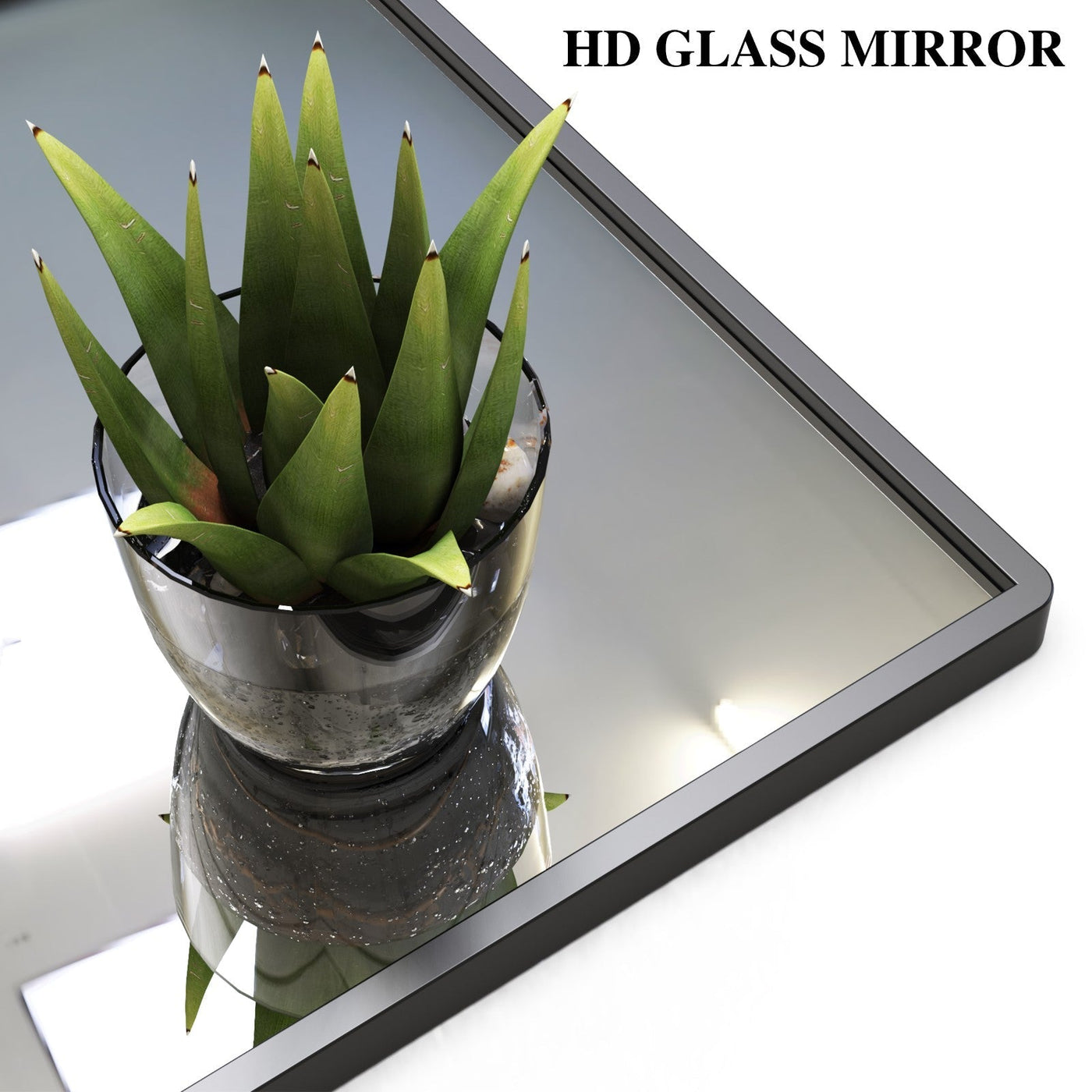 Modern Bathroom Mirror With Storage Rack Black Rectangular Wall Mirror 48x30 Inch