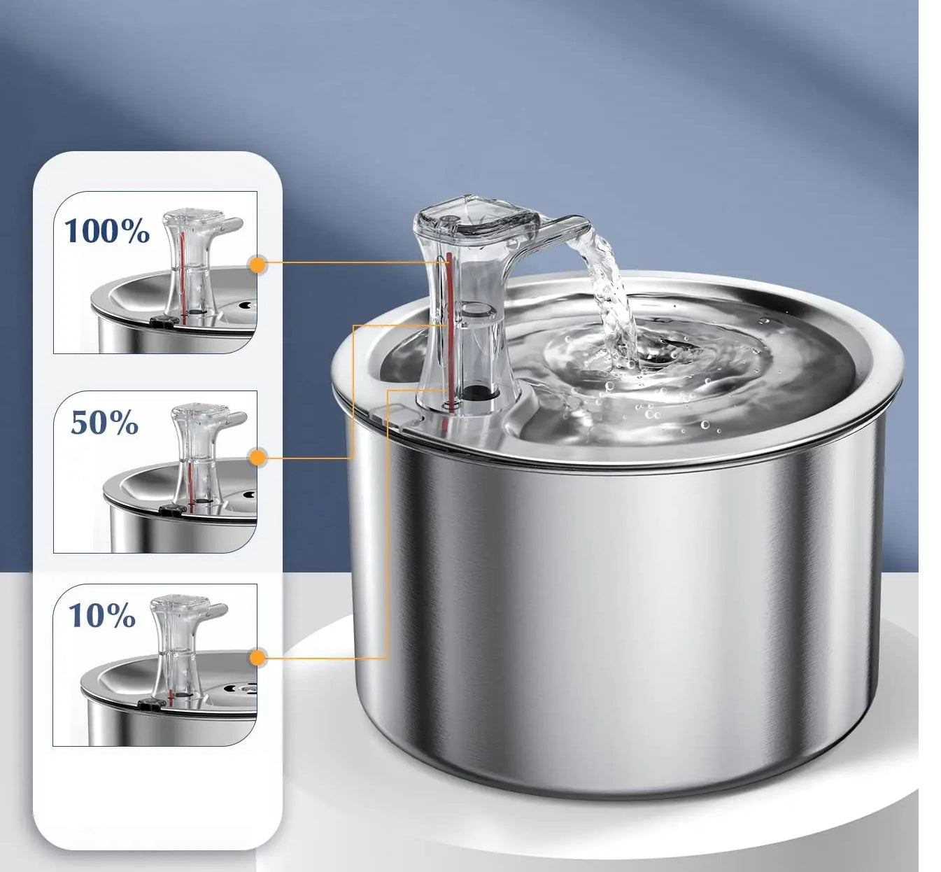 Stainless Steel Pet Water Fountain Automatic 2L Dispenser With Heater Sensor