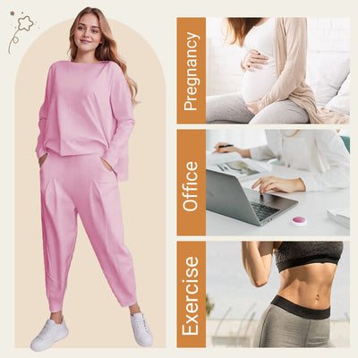 Round-Neck Long Sleeve 2-Piece Loungewear Set For Women