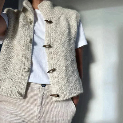 Evy Elegant Wool Cardigan With Buttons Classic Style