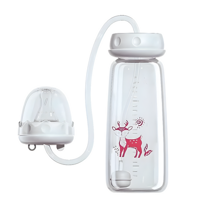 Hands Free Baby Bottle With Straw Easy Drinking For Babies