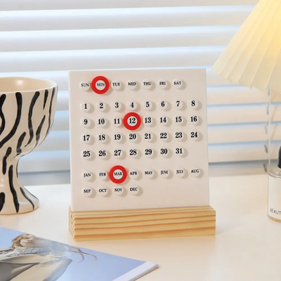 Perpetual Desk Calendar Wooden Acrylic DIY 10000 Year Timeless Organizer