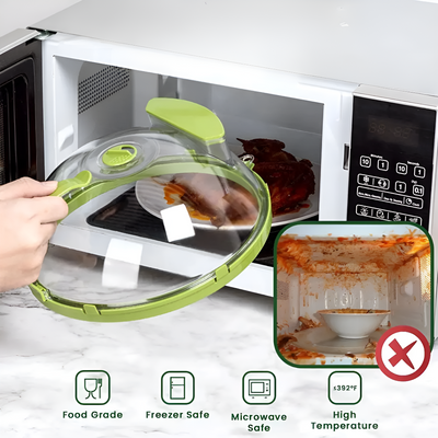 Microwave Food Cover With Adjustable Steam Vent For Even Heating