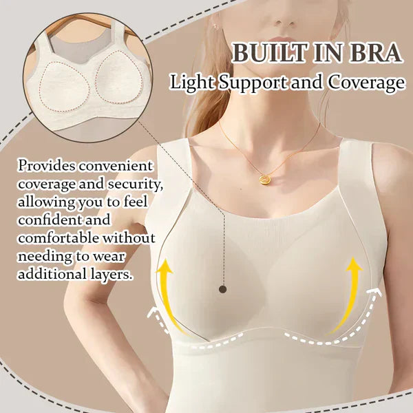 Women's Thermal Tank Tops With Built-In Support Bra Comfortable Fit
