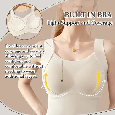 Women's Thermal Tank Tops With Built-In Support Bra Comfortable Fit