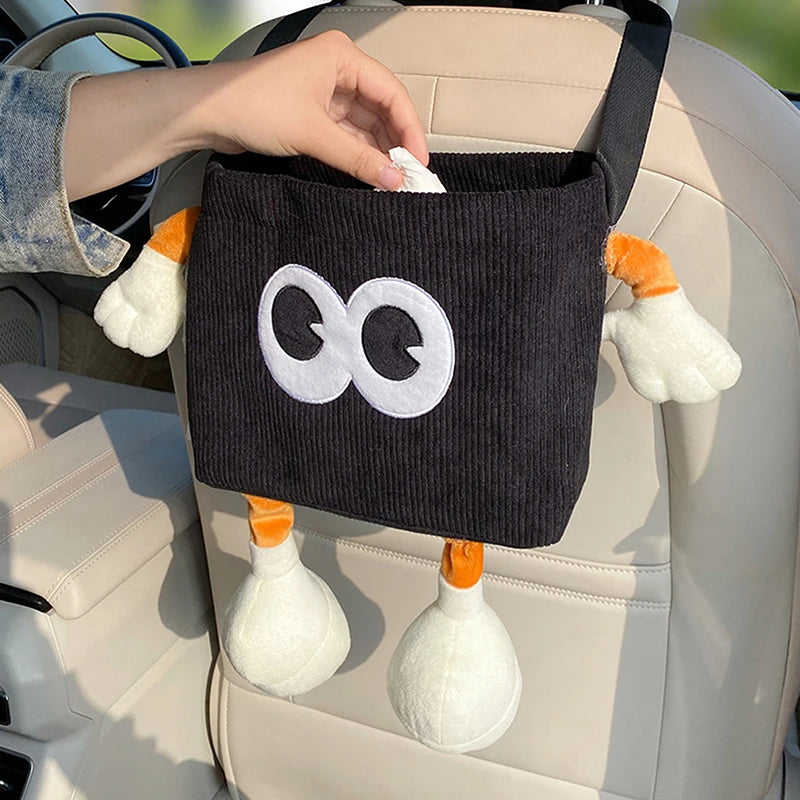 Hanging Car Backseat Storage Holder With Trash Can And Tissue Box