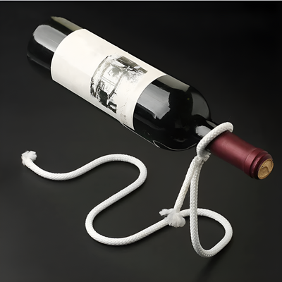 Floating Rope Wine Holder Rustic Wall Mounted Bottle Display