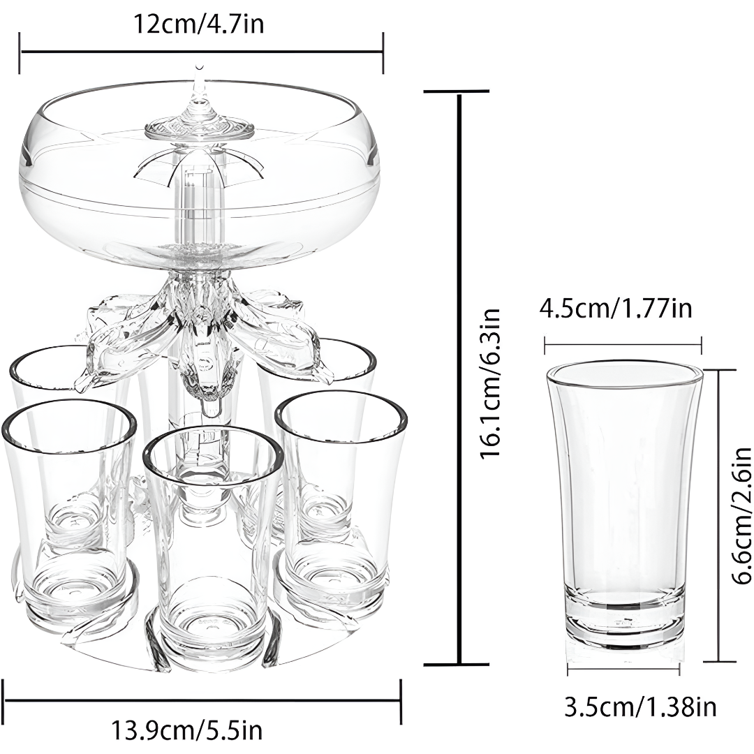 Shot Glass Dispenser With Convenient Holder For Easy Serving