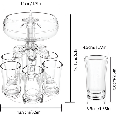 Shot Glass Dispenser With Convenient Holder For Easy Serving