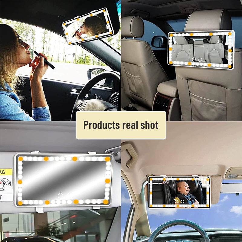 Car Sun Visor Illuminated Makeup Mirror With Long Lasting Battery
