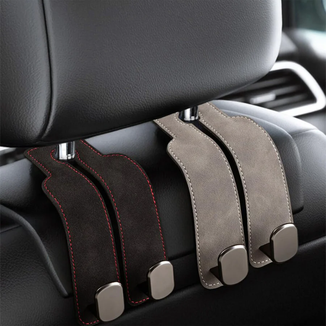 Leather Car Seat Hooks For Organizing Hanging Items In Vehicle