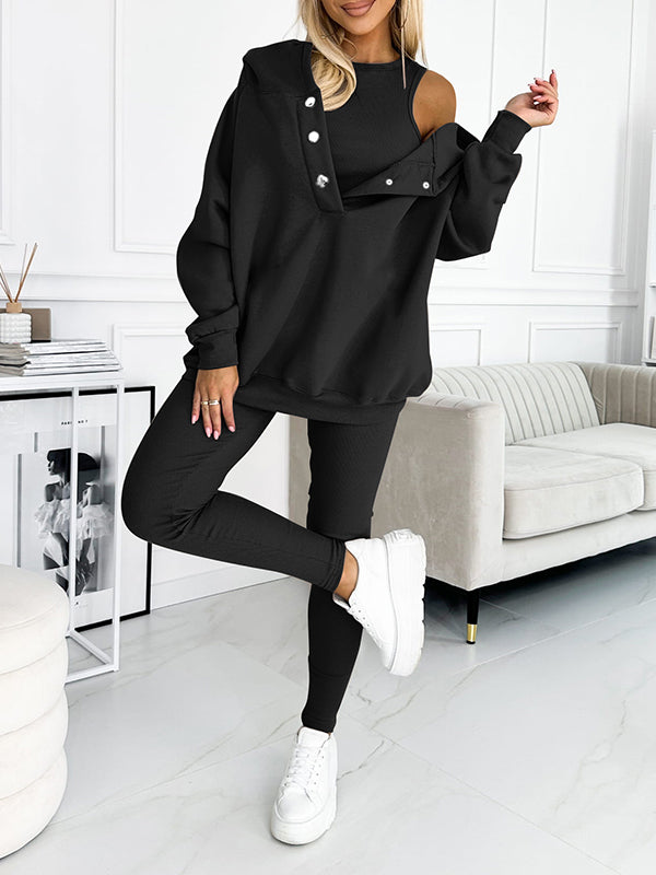 Hooded Sweatshirt Suit Casual Comfortable Stylish Outfit Set