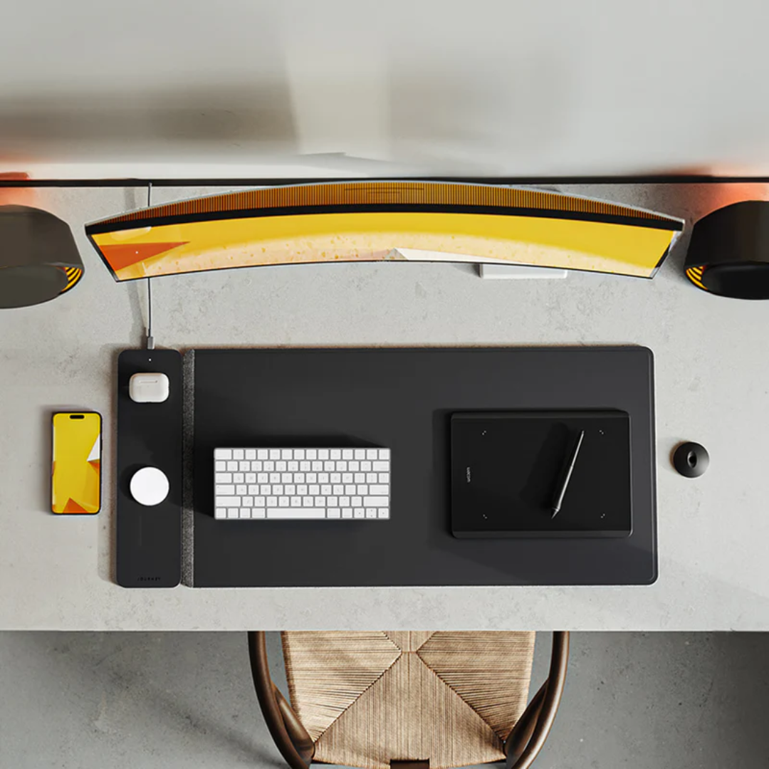Wireless Charging Desk Mat With Fast Charging And Non-Slip Surface