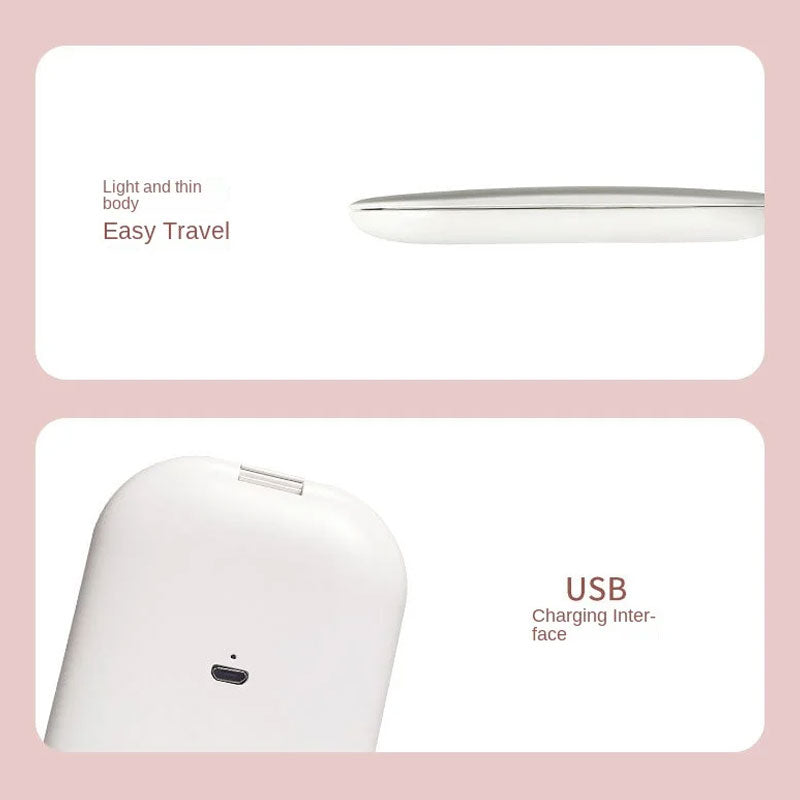 LED Makeup Mirror With 2x Magnification And Adjustable Light