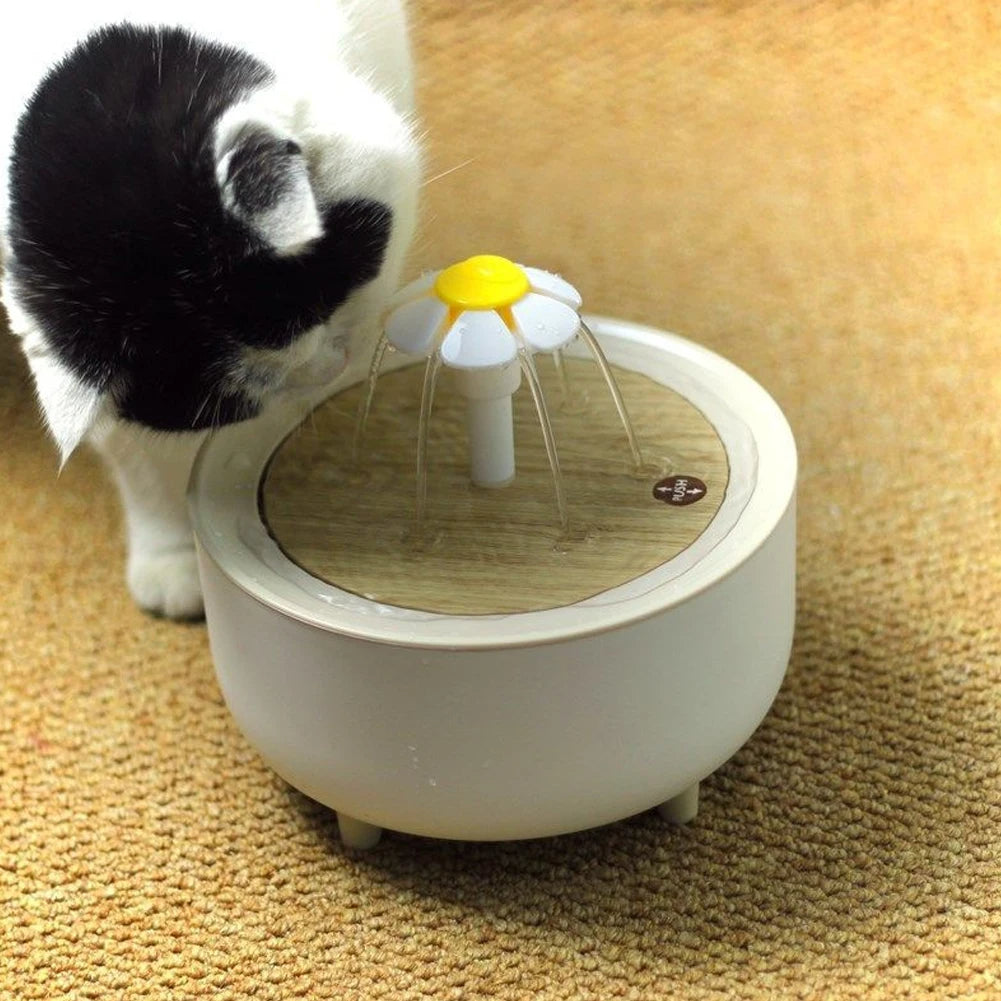 Electric Pet Water Fountain 1200ml USB Filtered Recirculating Bowl