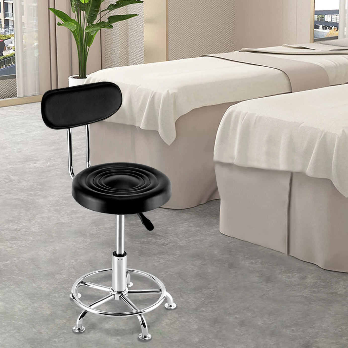 Swivel Workshop Stool Adjustable Hydraulic Seat With Backrest Footrest