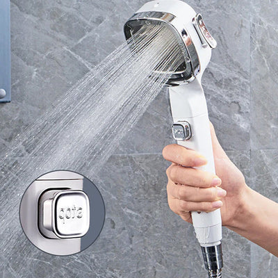 Handheld Pressurized Shower Head With 4 Spray Modes And Pause Switch