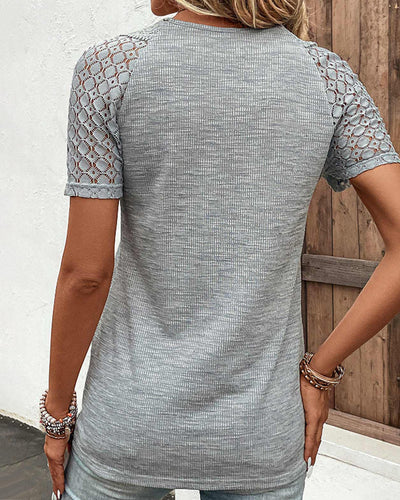 Lace Short Sleeve T-Shirt Elegant Women’s Casual Summer Top
