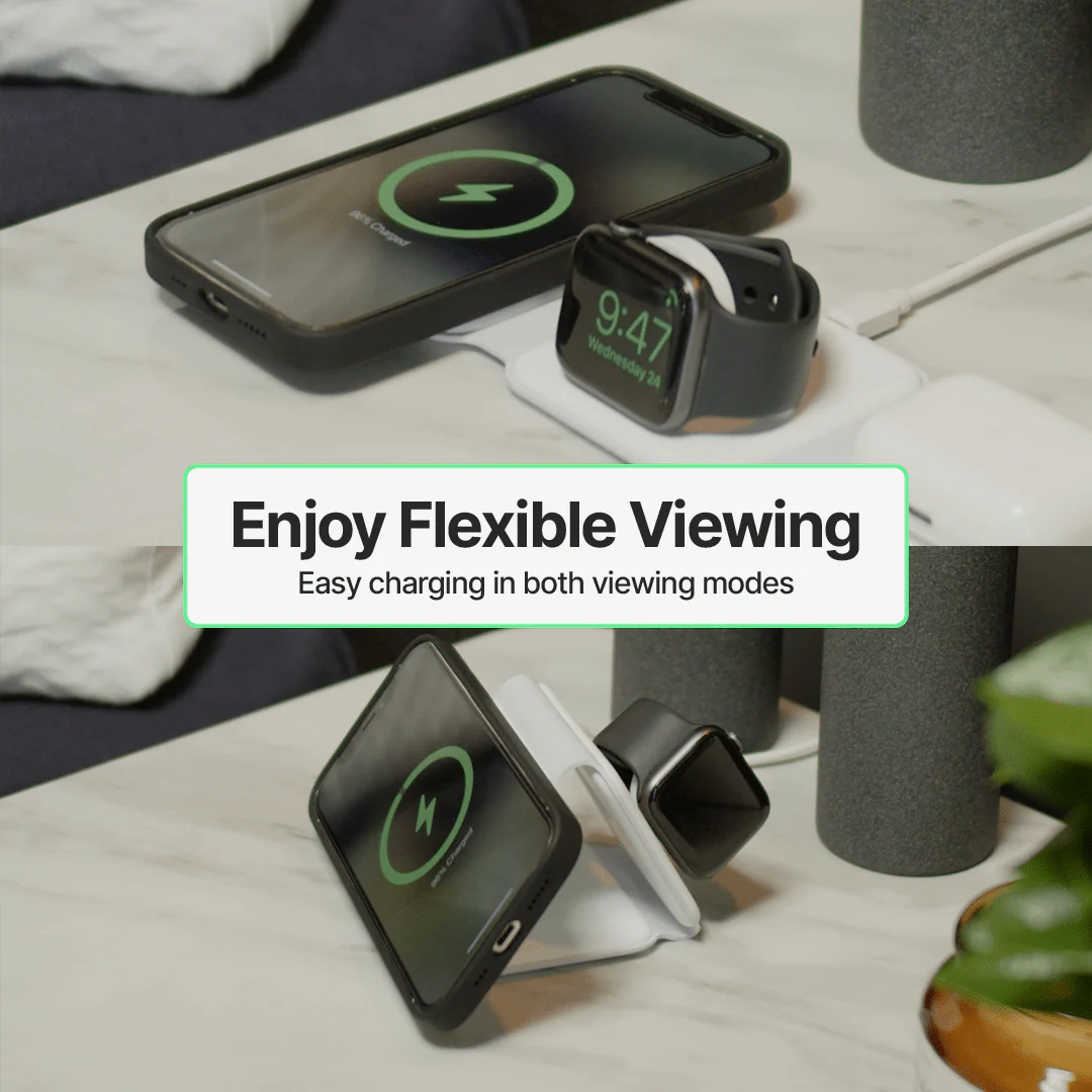 Foldable Wireless Charging Station 3 In 1 Multi-Device Charger