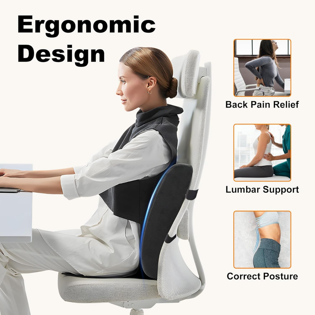 Heated Lumbar Support Pillow With Soothing Massage Function