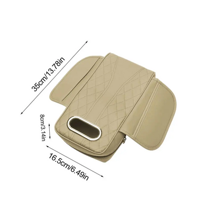 Car Armrest Cushion Memory Foam With Tissue Box And Storage Pockets