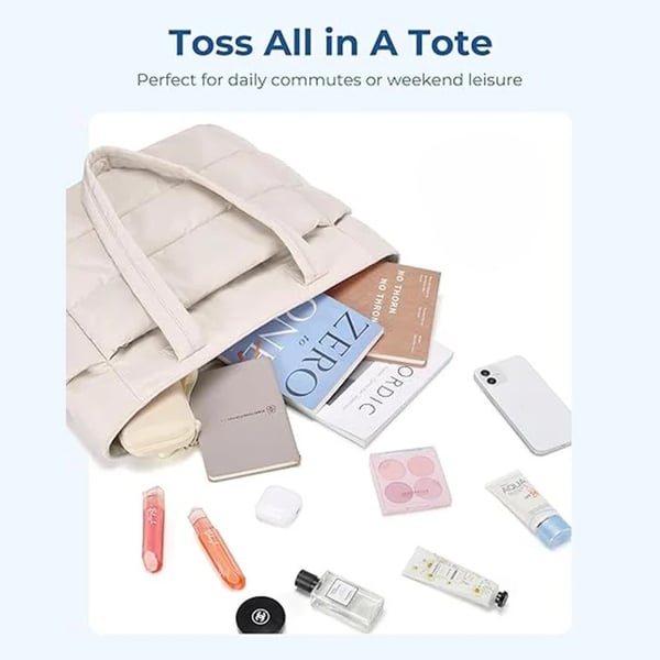 Lightweight Puffy Tote Bag Spacious Durable Everyday Carry Bag