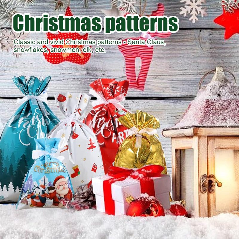 Christmas Drawstring Gift Bag Festive Holiday Present Pouch