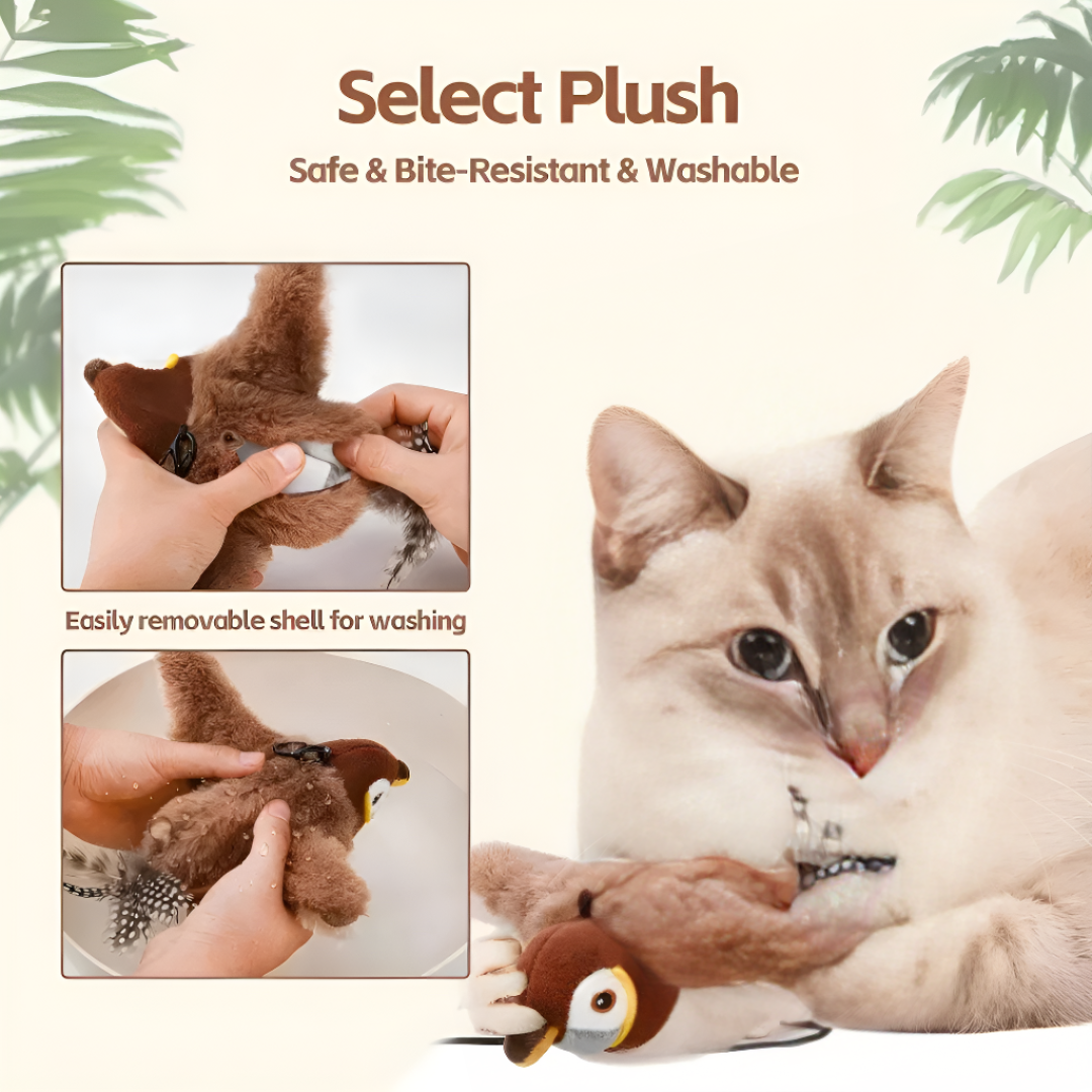 Interactive Cat Toy Flapping Chirping Bird For Play