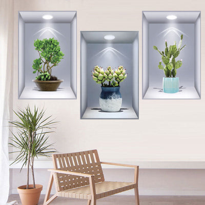 Simulated Plant Flowers 3D Photo Frame Wall Sticker Decoration