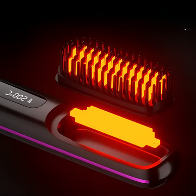 Cordless Ceramic Hair Straightening Brush With Digital LCD Display