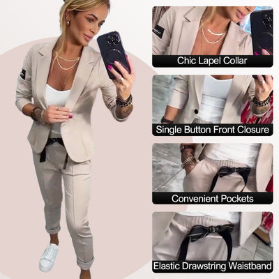 Women's Casual Suit Set Jacket And Pants Two-Piece Outfit