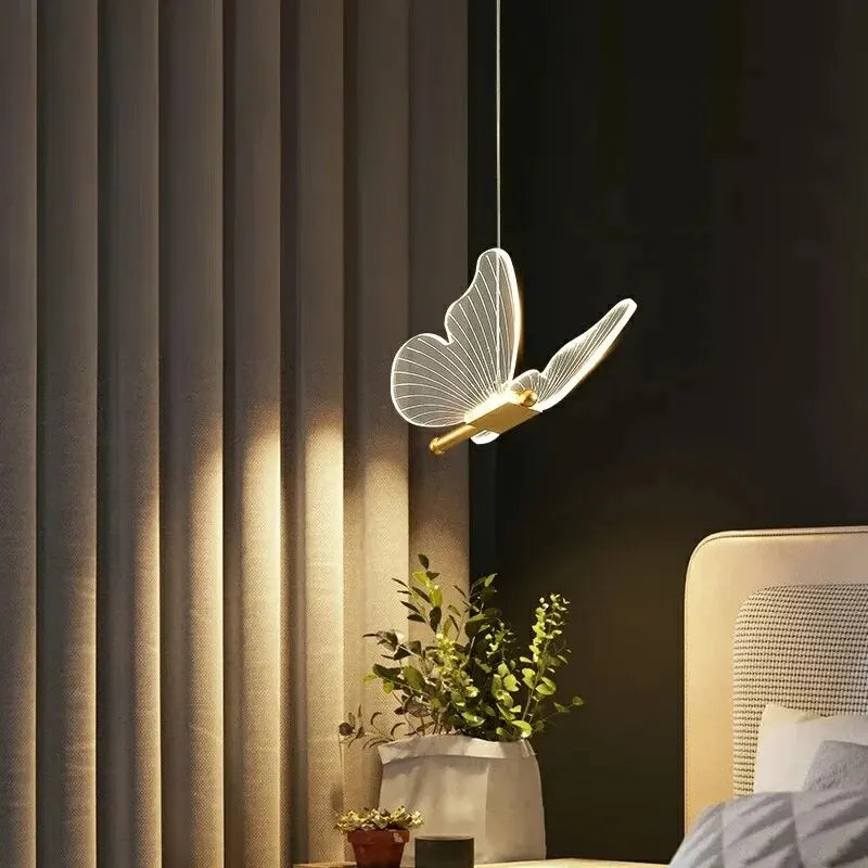 Nordic Butterfly LED Pendant Lamp Elegant Hanging Light For Bedroom