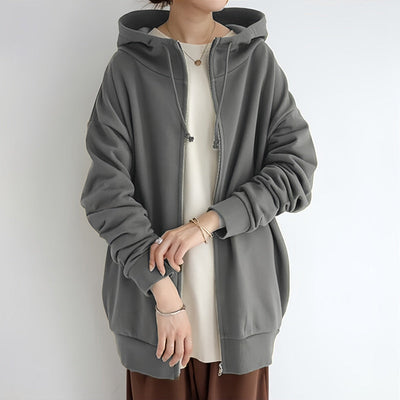 Women's Hooded Sweater Zippered Autumn Winter Warm Pullover