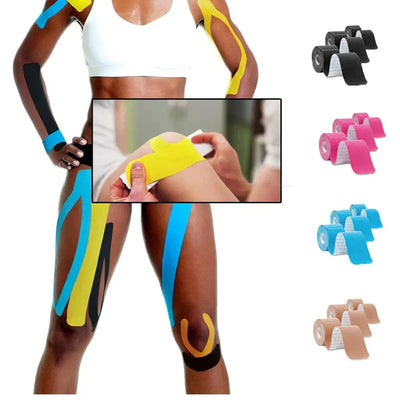Kinesiology Tape 4 Rolls Waterproof Breathable Latex-Free Athletic Tape