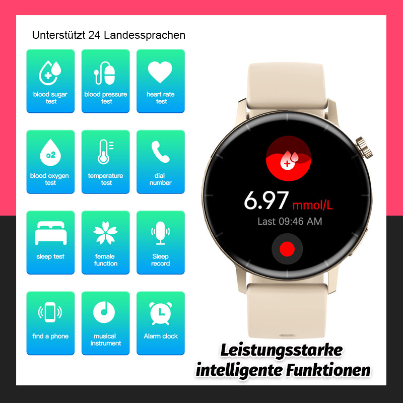 Heart Rate Blood Sugar Monitoring Watch With Bluetooth Call Function