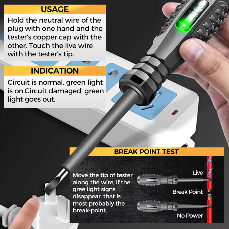 2-in-1 Magnetic Screwdriver With Strong Torque And Electricity Detector