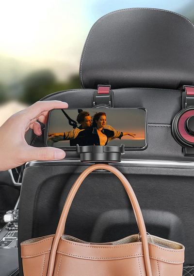 Car Seat Headrest Hook With Cup Holder Multi-Functional Organizer