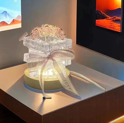 DIY Rose LED Night Light Handmade Tulip Lamp Mirror Decor Gift