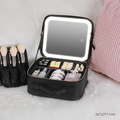 Large Capacity LED Lighted Cosmetic Bag For Travel And Home Use