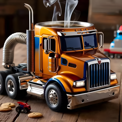 Truck Coffee Mug Durable Ceramic Travel Cup For Truckers