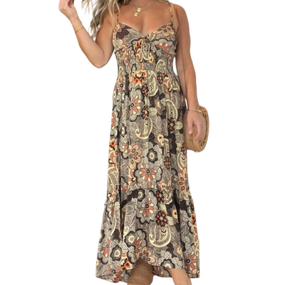 Women's Floral Spaghetti Strap Maxi Dress Long Elegant Summer Dress
