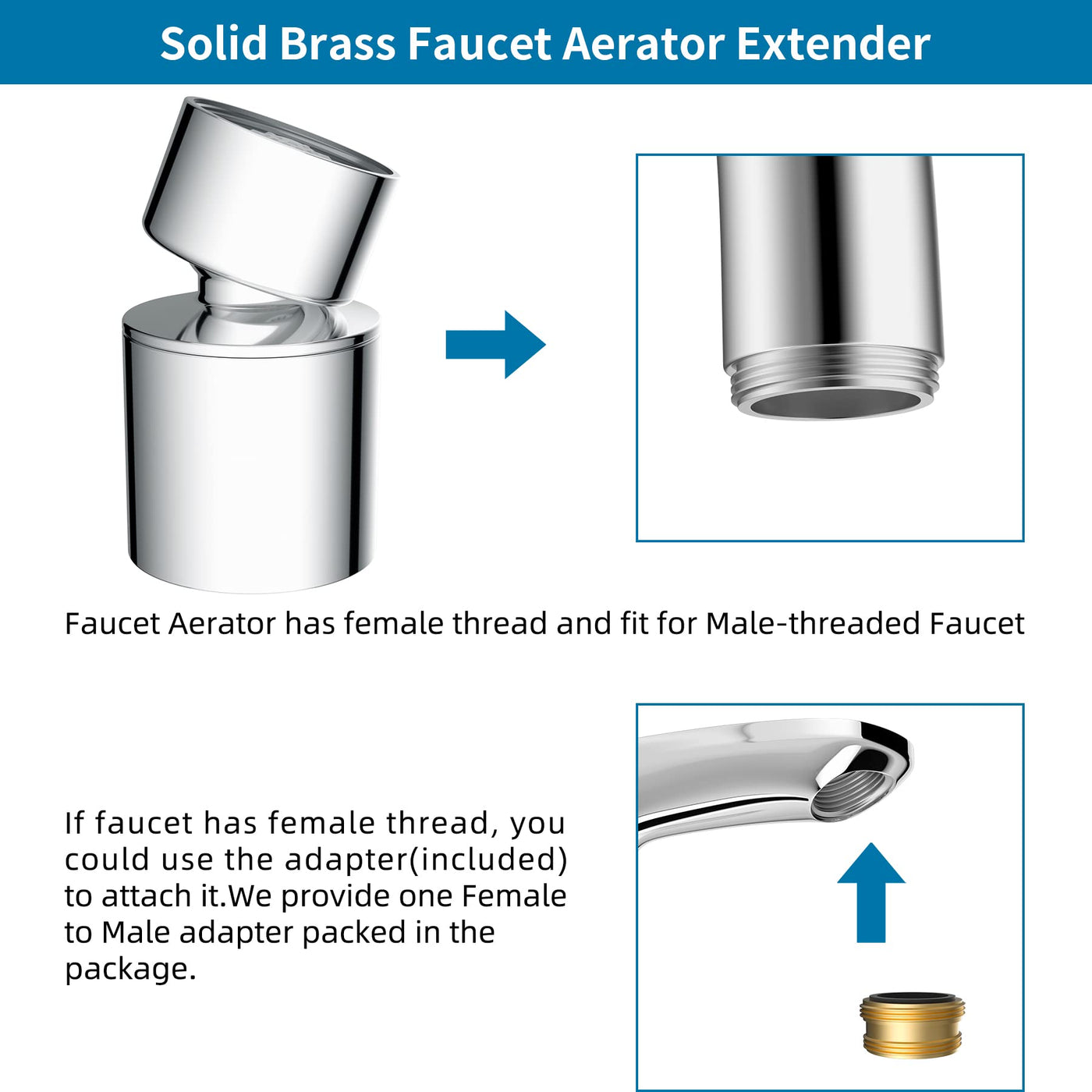 Kitchen Faucet Aerator Water Saving Flow Control Attachment