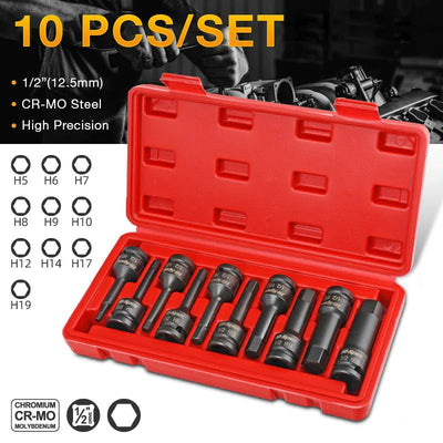 1/2 Inch Pneumatic Wrench Hex Bits Set For Durable Performance