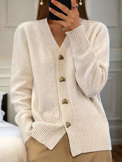 Women's Wool Cardigan Buttoned Casual Plain Yarn Winter Sweater