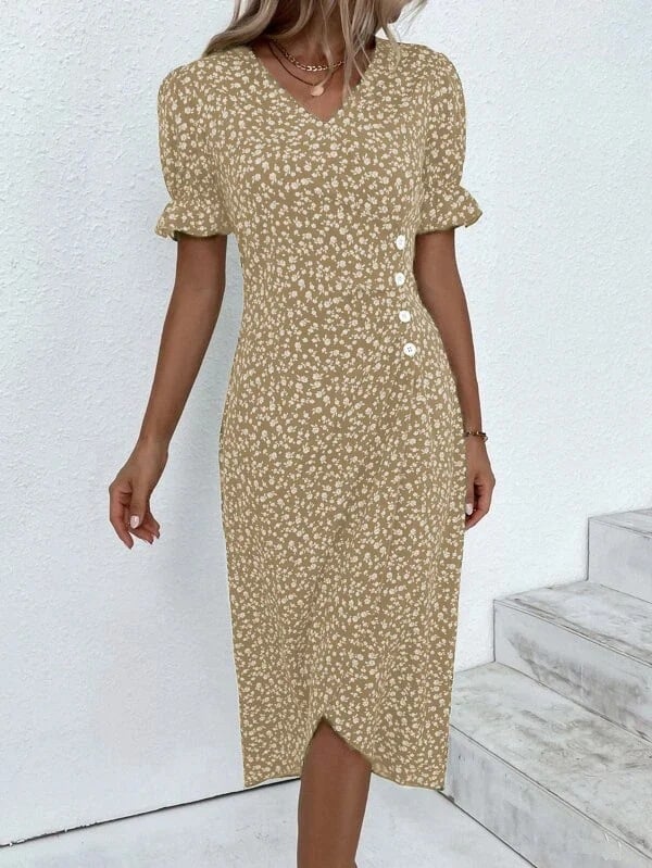 Women Casual Floral Wrap Dress Elegant Summer Style
