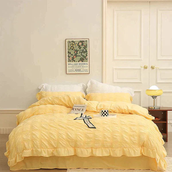 Icy Summer Seersucker Quilt Set 4-Piece Lightweight Cooling Quilt