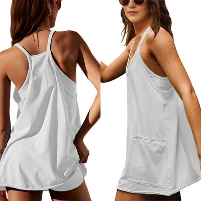 Casual Sleeveless Mini Dress With Built-In Shorts For Summer