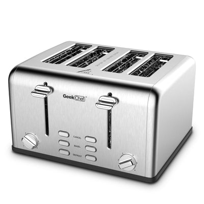 Geek Chef 4 Slice Stainless Steel Toaster Extra-Wide Slots Dual Controls