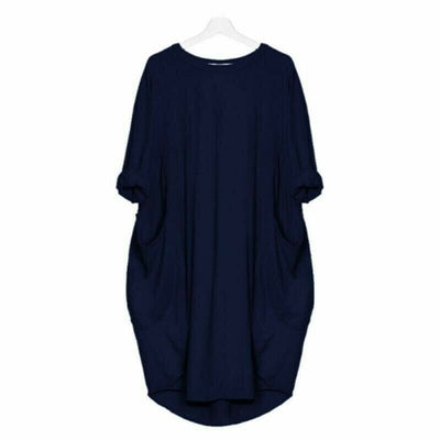 Long Sleeve Casual Loose Pocket Dress Comfortable Everyday Wear