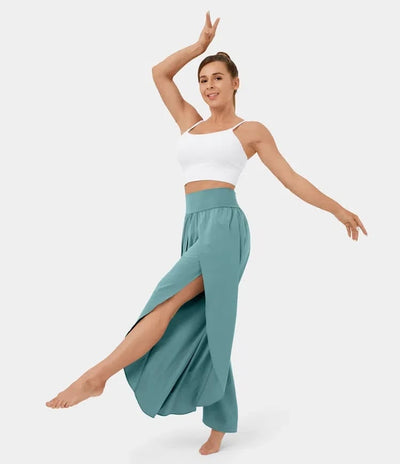 High Waisted Wide Leg Pants Split Casual Quick Dry Design
